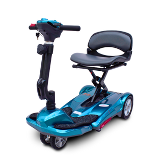 Blue EV Rider Easy Move Folding Travel Scooter Front View