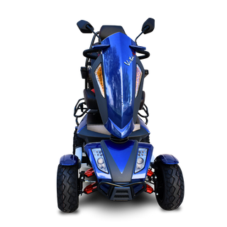 Blue EV Rider Vita Monster Scooter Front View