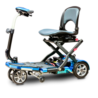 Blue Transport Plus Foldable Mobility Scooter Full Side View