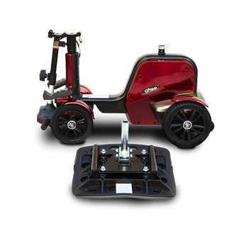 Metallic Red CityBug Mobility Scooter Showcasing Its Modular Design Elements