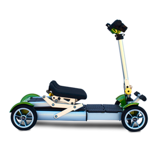 Partial Folded Pearl Green EV Rider Gypsy Scooter Side View