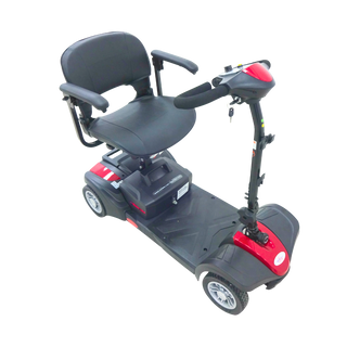 Red MiniRider Lite Portable Mobility Scooter Open Box Angled View